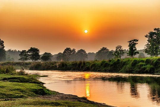 Sunset viewing at Rapti River